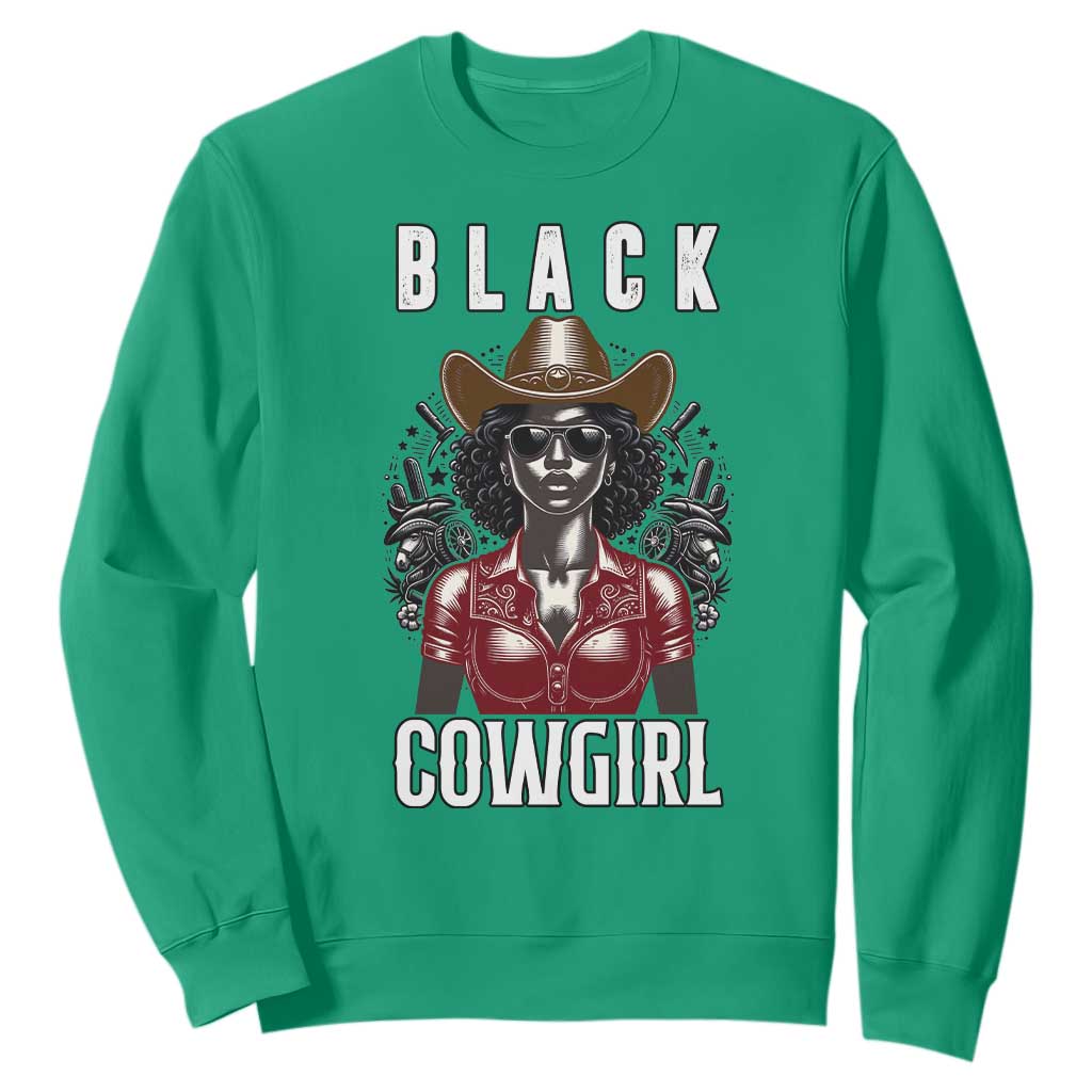 Black Cowgirl Rodeo Sweatshirt African American Western Country Texas TS14 Irish Green Print Your Wear