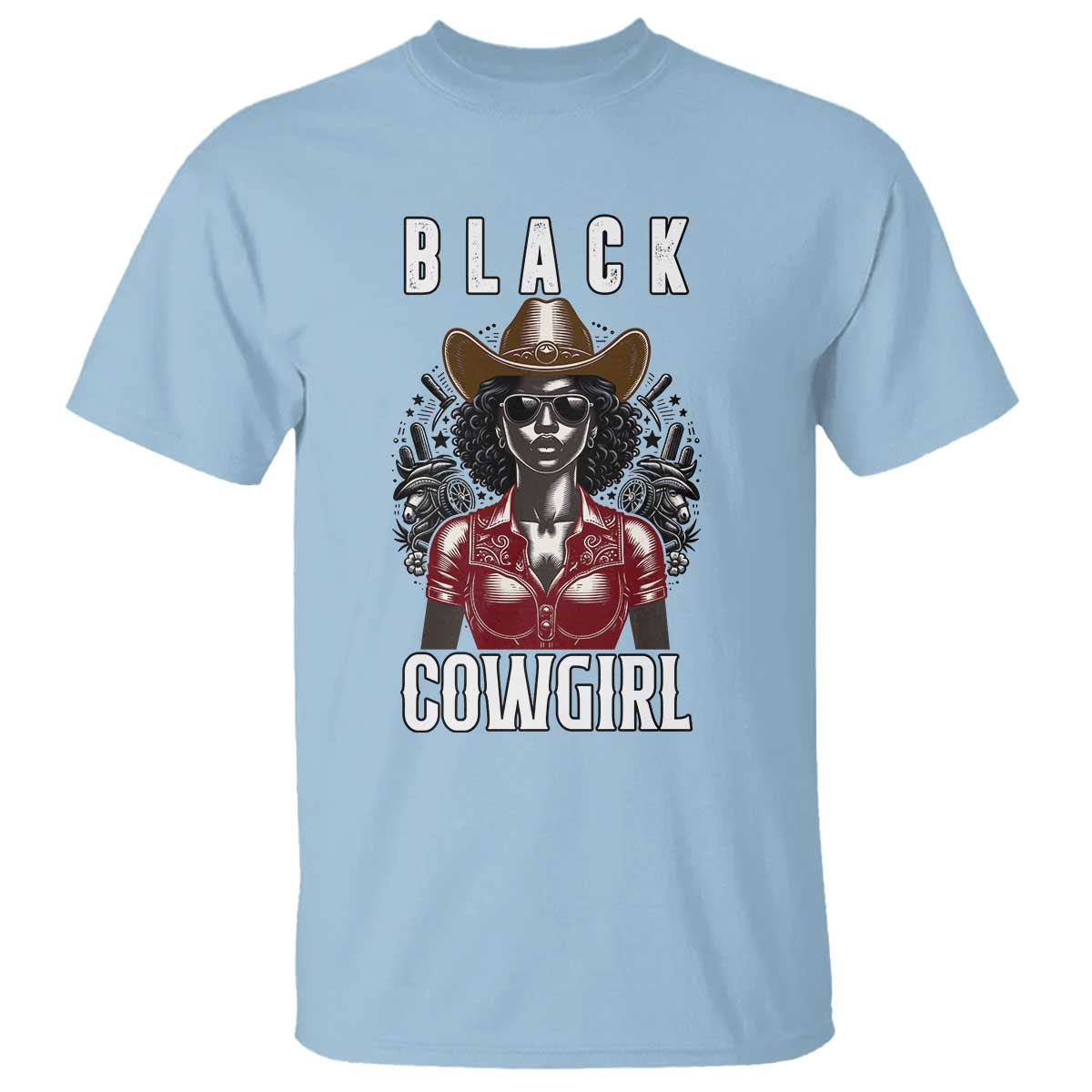 Black Cowgirl Rodeo T Shirt African American Western Country Texas TS14 Light Blue Print Your Wear