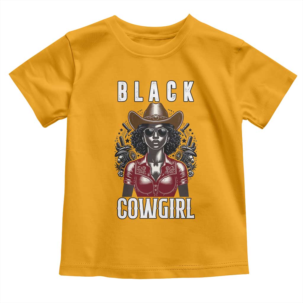 Black Cowgirl Rodeo Toddler T Shirt African American Western Country Texas TS14 Gold Print Your Wear