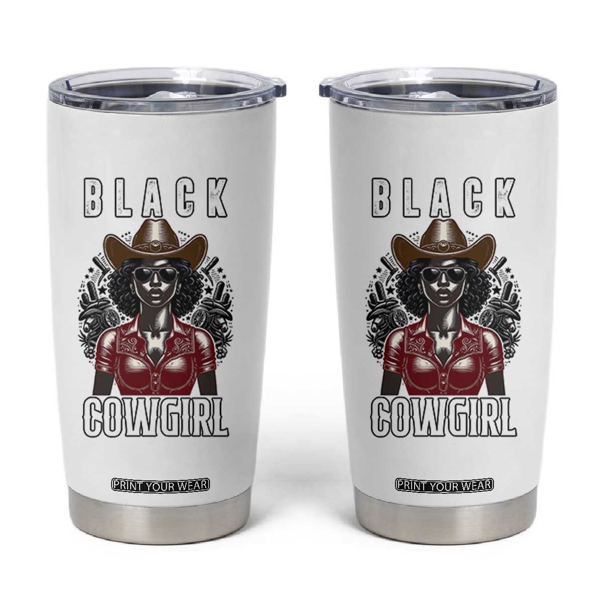 Black Cowgirl Rodeo Tumbler Cup African American Western Country Texas TS14 White Print Your Wear