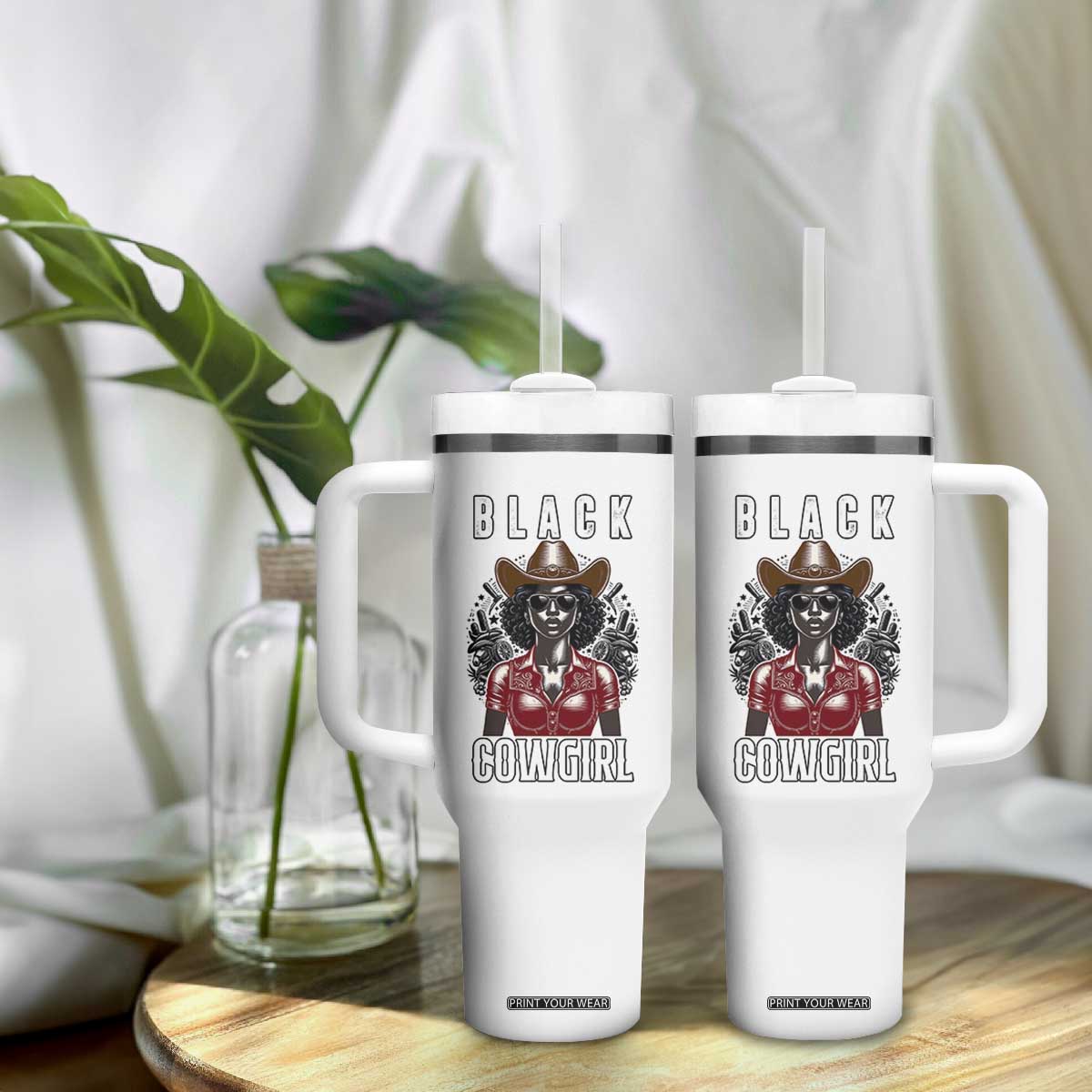 Black Cowgirl Rodeo Tumbler With Handle African American Western Country Texas TS14 Print Your Wear
