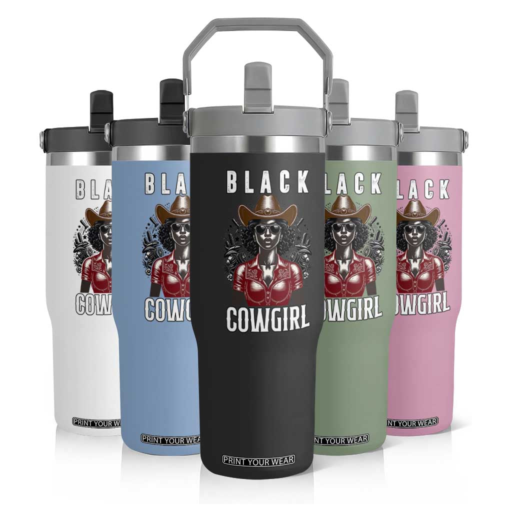 Black Cowgirl Rodeo Flip Straw Tumbler African American Western Country Texas TS14 Print Your Wear
