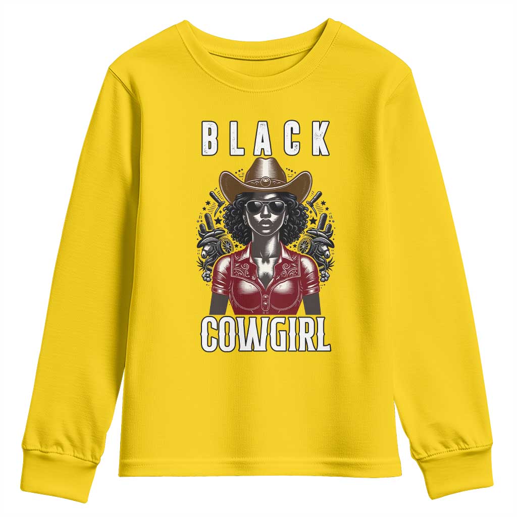 Black Cowgirl Rodeo Youth Sweatshirt African American Western Country Texas TS14 Daisy Print Your Wear