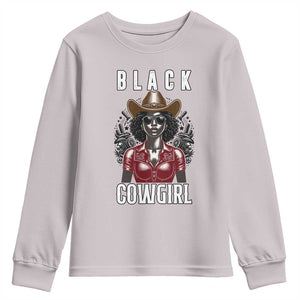 Black Cowgirl Rodeo Youth Sweatshirt African American Western Country Texas TS14 Ice Gray Print Your Wear