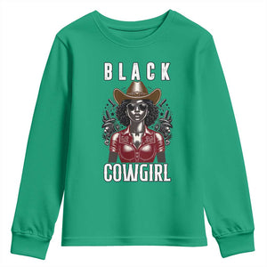 Black Cowgirl Rodeo Youth Sweatshirt African American Western Country Texas TS14 Irish Green Print Your Wear