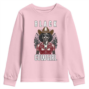 Black Cowgirl Rodeo Youth Sweatshirt African American Western Country Texas TS14 Light Pink Print Your Wear