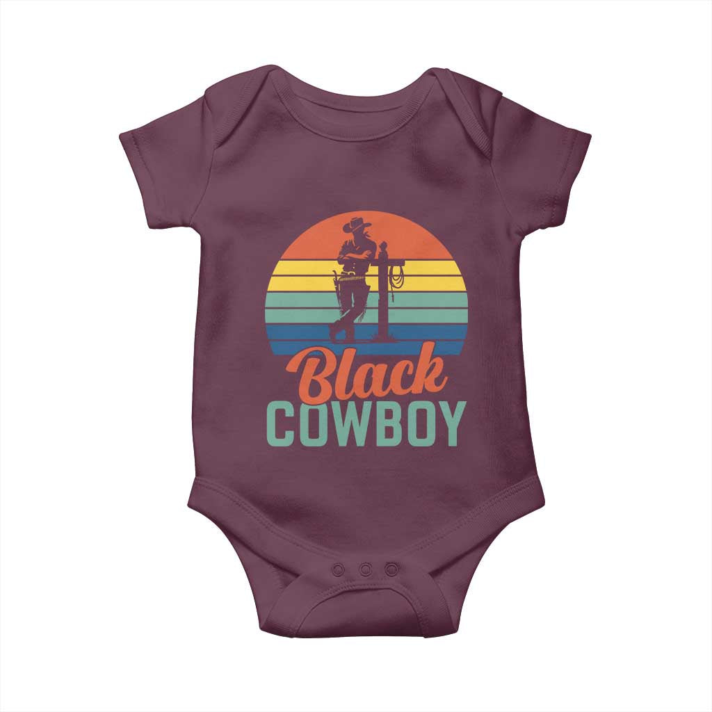 Black Cowboy Sunset Baby Onesie Western Rodeo Cross TS14 Maroon Print Your Wear