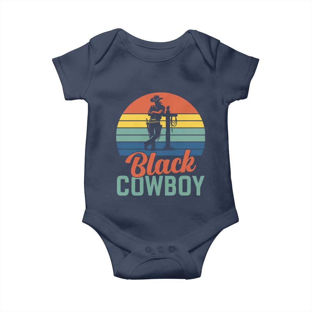 Black Cowboy Sunset Baby Onesie Western Rodeo Cross TS14 Navy Print Your Wear