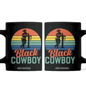 Black Cowboy Sunset Coffee Mug Western Rodeo Cross TS14 Black Print Your Wear