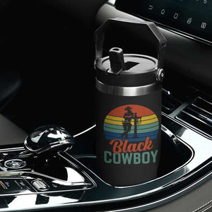 Black Cowboy Sunset Flip Straw Tumbler Western Rodeo Cross TS14 Print Your Wear