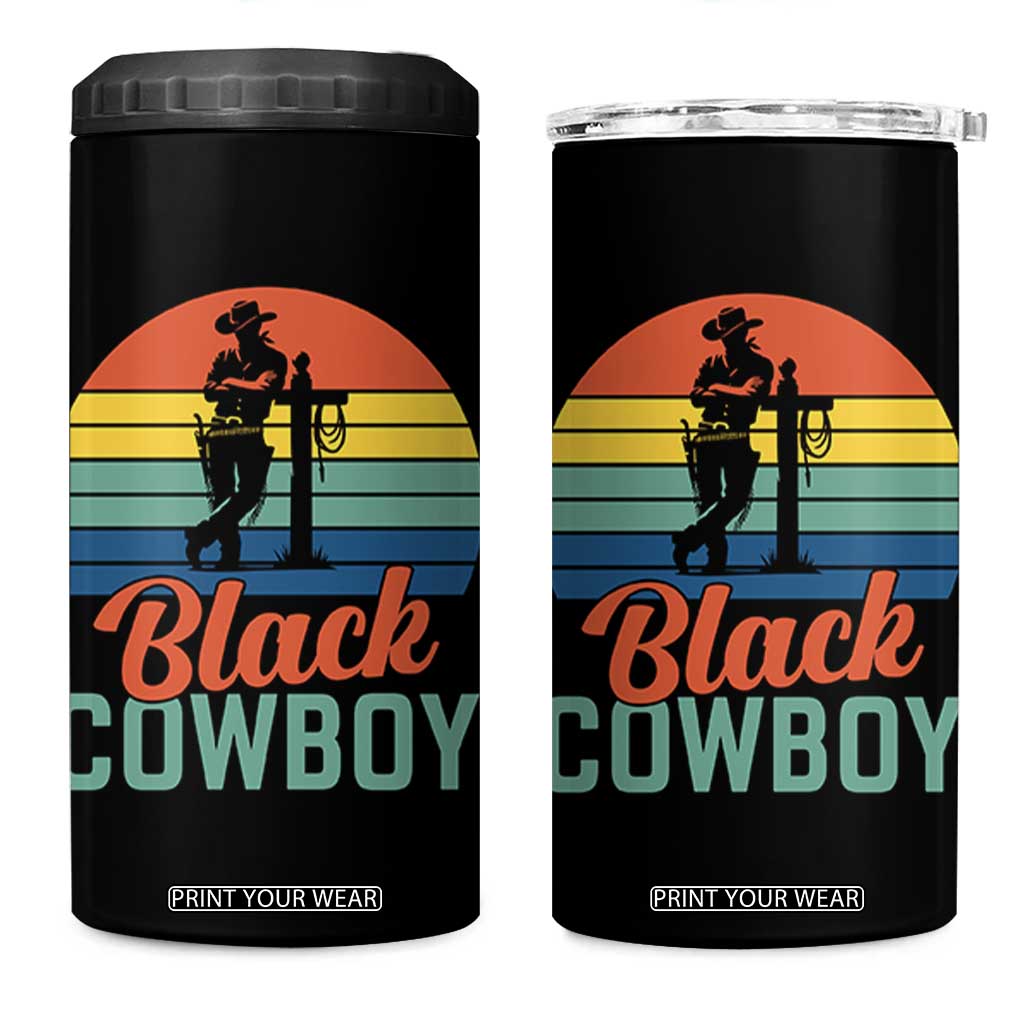 Black Cowboy Sunset 4 in 1 Can Cooler Tumbler Western Rodeo Cross TS14 One Size: 16 oz Black Print Your Wear