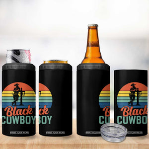 Black Cowboy Sunset 4 in 1 Can Cooler Tumbler Western Rodeo Cross TS14 Print Your Wear
