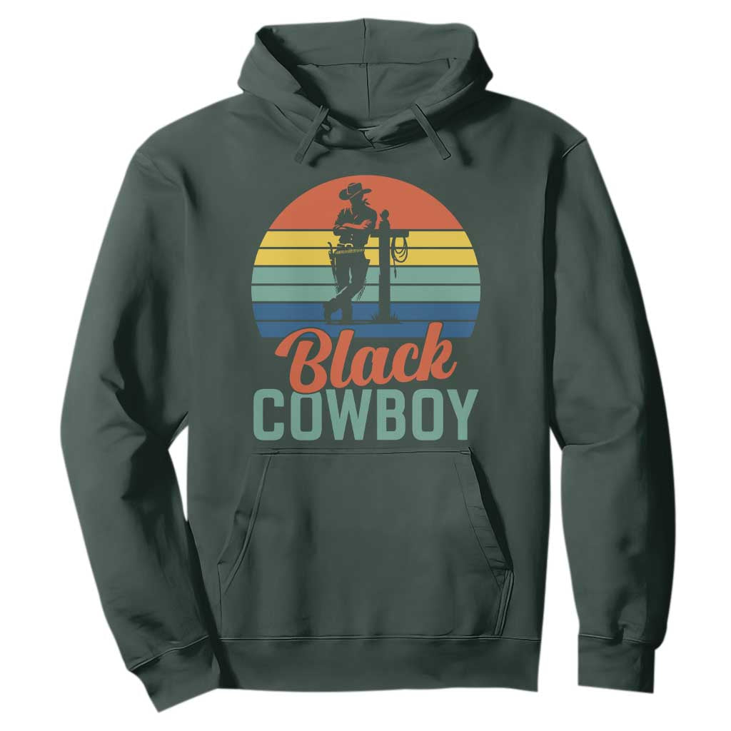 Black Cowboy Sunset Hoodie Western Rodeo Cross TS14 Dark Forest Green Print Your Wear