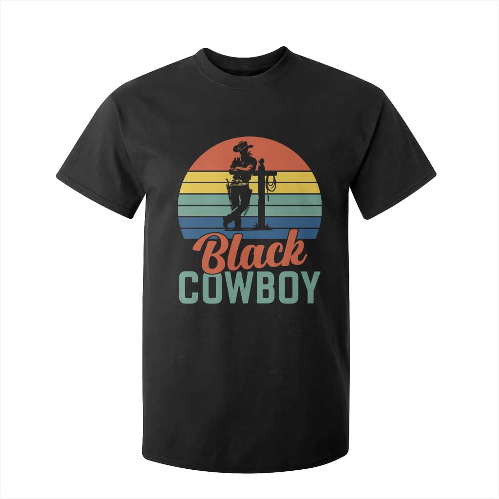 Black Cowboy Sunset T Shirt For Kid Western Rodeo Cross TS14 Black Print Your Wear