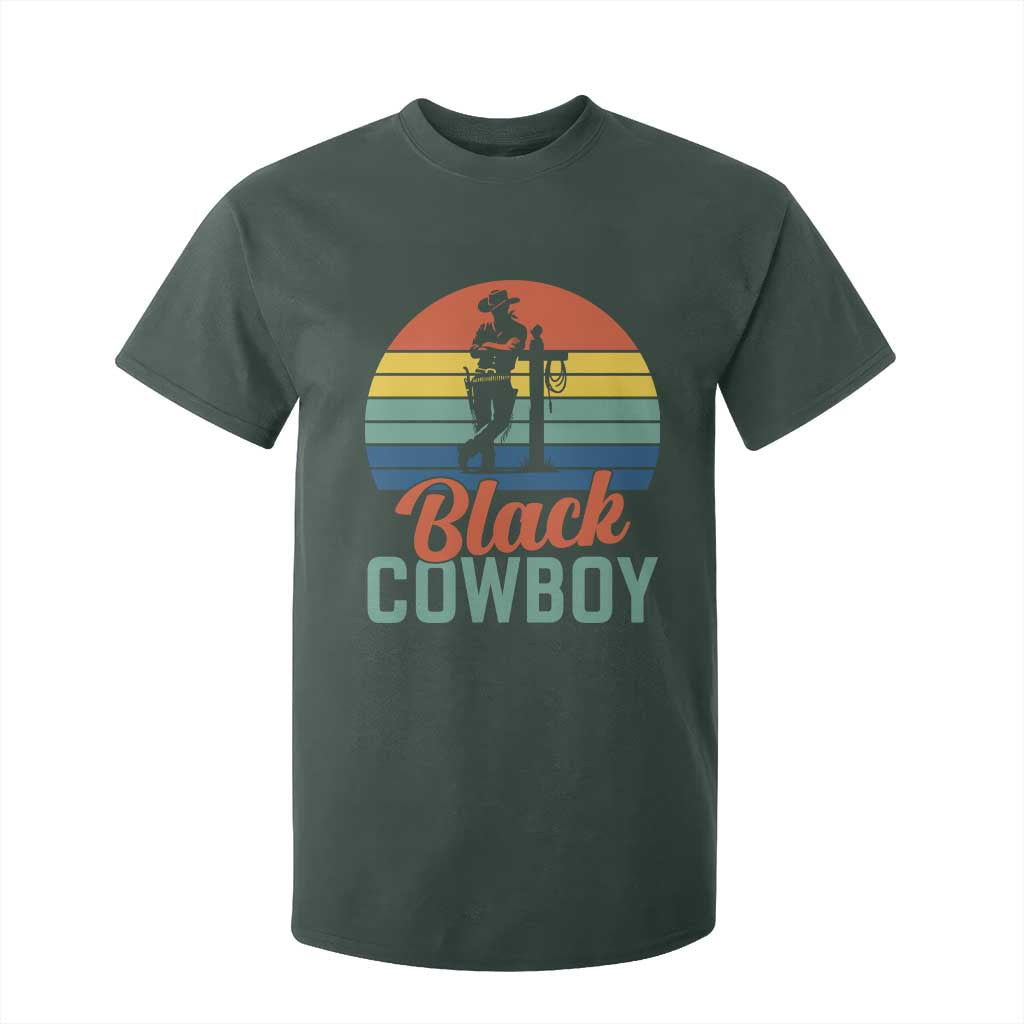 Black Cowboy Sunset T Shirt For Kid Western Rodeo Cross TS14 Dark Forest Green Print Your Wear