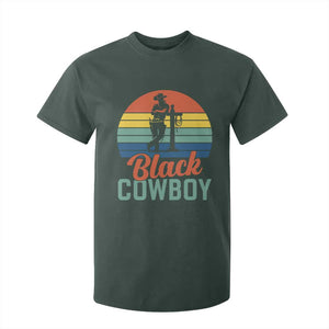 Black Cowboy Sunset T Shirt For Kid Western Rodeo Cross TS14 Dark Forest Green Print Your Wear