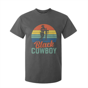 Black Cowboy Sunset T Shirt For Kid Western Rodeo Cross TS14 Dark Heather Print Your Wear