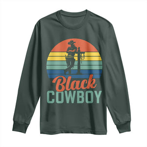 Black Cowboy Sunset Long Sleeve Shirt Western Rodeo Cross TS14 Dark Forest Green Print Your Wear