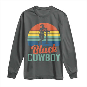 Black Cowboy Sunset Long Sleeve Shirt Western Rodeo Cross TS14 Dark Heather Print Your Wear