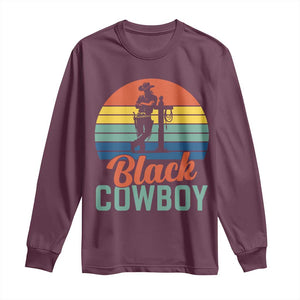 Black Cowboy Sunset Long Sleeve Shirt Western Rodeo Cross TS14 Maroon Print Your Wear