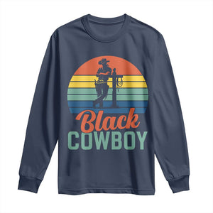 Black Cowboy Sunset Long Sleeve Shirt Western Rodeo Cross TS14 Navy Print Your Wear