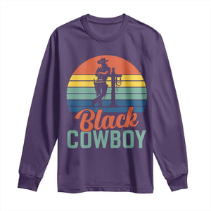 Black Cowboy Sunset Long Sleeve Shirt Western Rodeo Cross TS14 Purple Print Your Wear