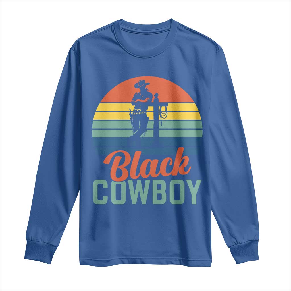 Black Cowboy Sunset Long Sleeve Shirt Western Rodeo Cross TS14 Royal Blue Print Your Wear