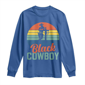 Black Cowboy Sunset Long Sleeve Shirt Western Rodeo Cross TS14 Royal Blue Print Your Wear