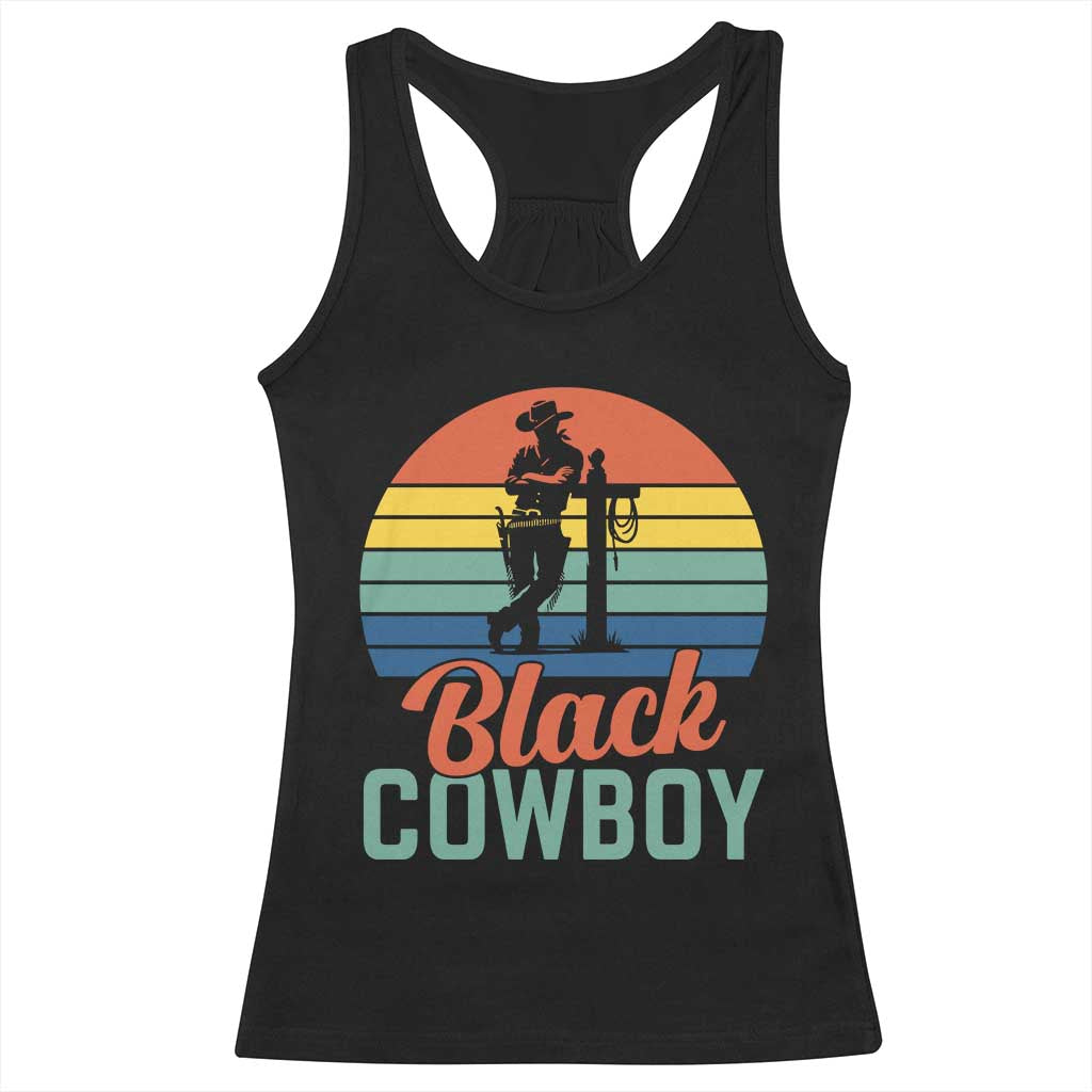 Black Cowboy Sunset Racerback Tank Top Western Rodeo Cross TS14 Black Print Your Wear