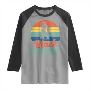 Black Cowboy Sunset Raglan Shirt Western Rodeo Cross TS14 Sport Gray Black Print Your Wear