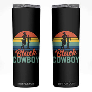 Black Cowboy Sunset Skinny Tumbler Western Rodeo Cross TS14 Black Print Your Wear
