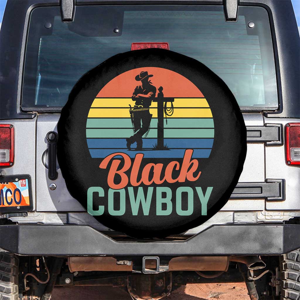 Black Cowboy Sunset Spare Tire Cover Western Rodeo Cross TS14 No hole Black Print Your Wear