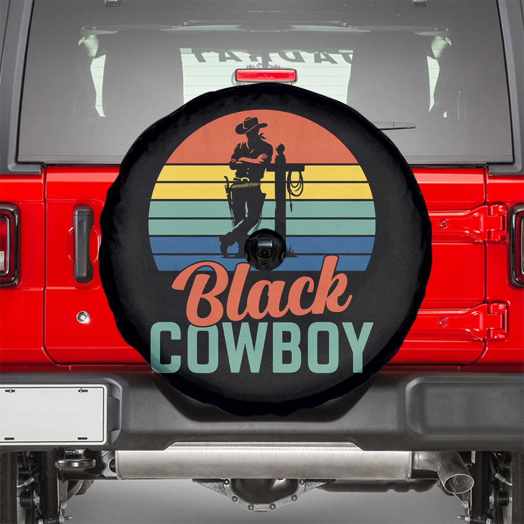 Black Cowboy Sunset Spare Tire Cover Western Rodeo Cross TS14 Black Print Your Wear
