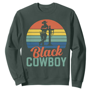 Black Cowboy Sunset Sweatshirt Western Rodeo Cross TS14 Dark Forest Green Print Your Wear
