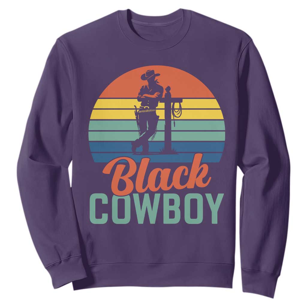 Black Cowboy Sunset Sweatshirt Western Rodeo Cross TS14 Purple Print Your Wear