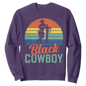 Black Cowboy Sunset Sweatshirt Western Rodeo Cross TS14 Purple Print Your Wear