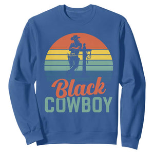 Black Cowboy Sunset Sweatshirt Western Rodeo Cross TS14 Royal Blue Print Your Wear
