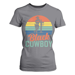 Black Cowboy Sunset T Shirt For Women Western Rodeo Cross TS14 Charcoal Print Your Wear