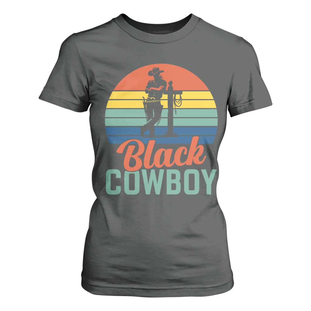 Black Cowboy Sunset T Shirt For Women Western Rodeo Cross TS14 Dark Heather Print Your Wear