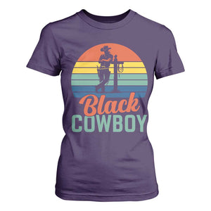 Black Cowboy Sunset T Shirt For Women Western Rodeo Cross TS14 Purple Print Your Wear