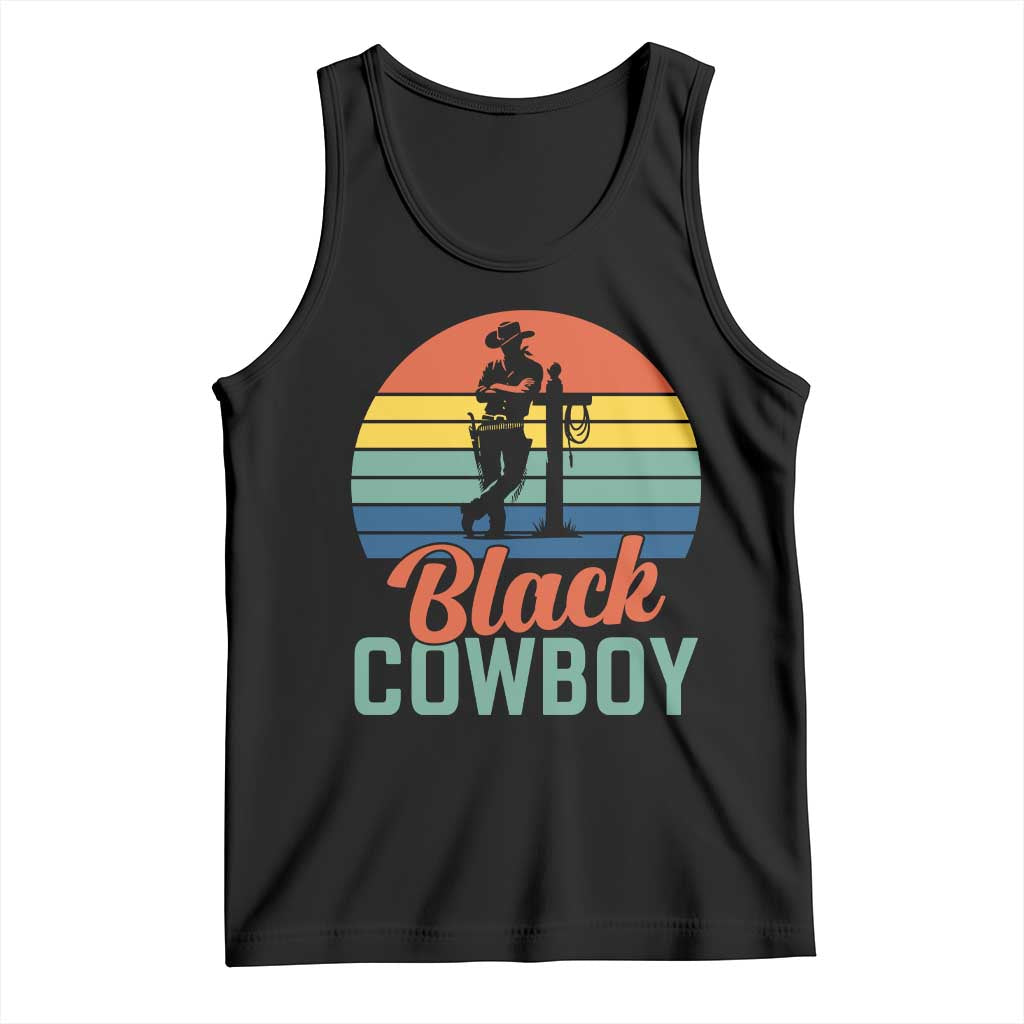 Black Cowboy Sunset Tank Top Western Rodeo Cross TS14 Black Print Your Wear