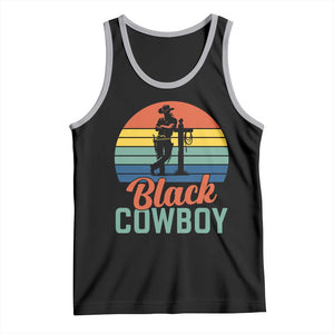 Black Cowboy Sunset Tank Top Western Rodeo Cross TS14 Black Athletic Heather Print Your Wear
