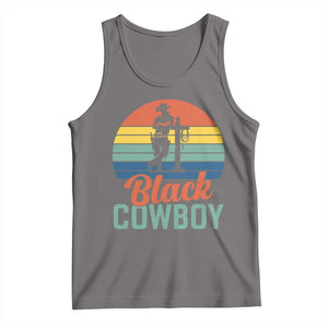 Black Cowboy Sunset Tank Top Western Rodeo Cross TS14 Deep Heather Print Your Wear