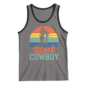 Black Cowboy Sunset Tank Top Western Rodeo Cross TS14 Deep Heather Black Print Your Wear