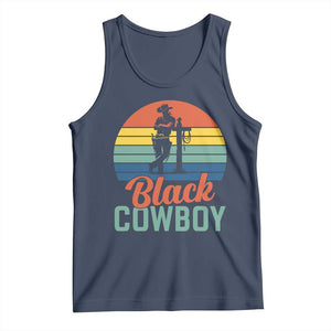 Black Cowboy Sunset Tank Top Western Rodeo Cross TS14 Navy Print Your Wear