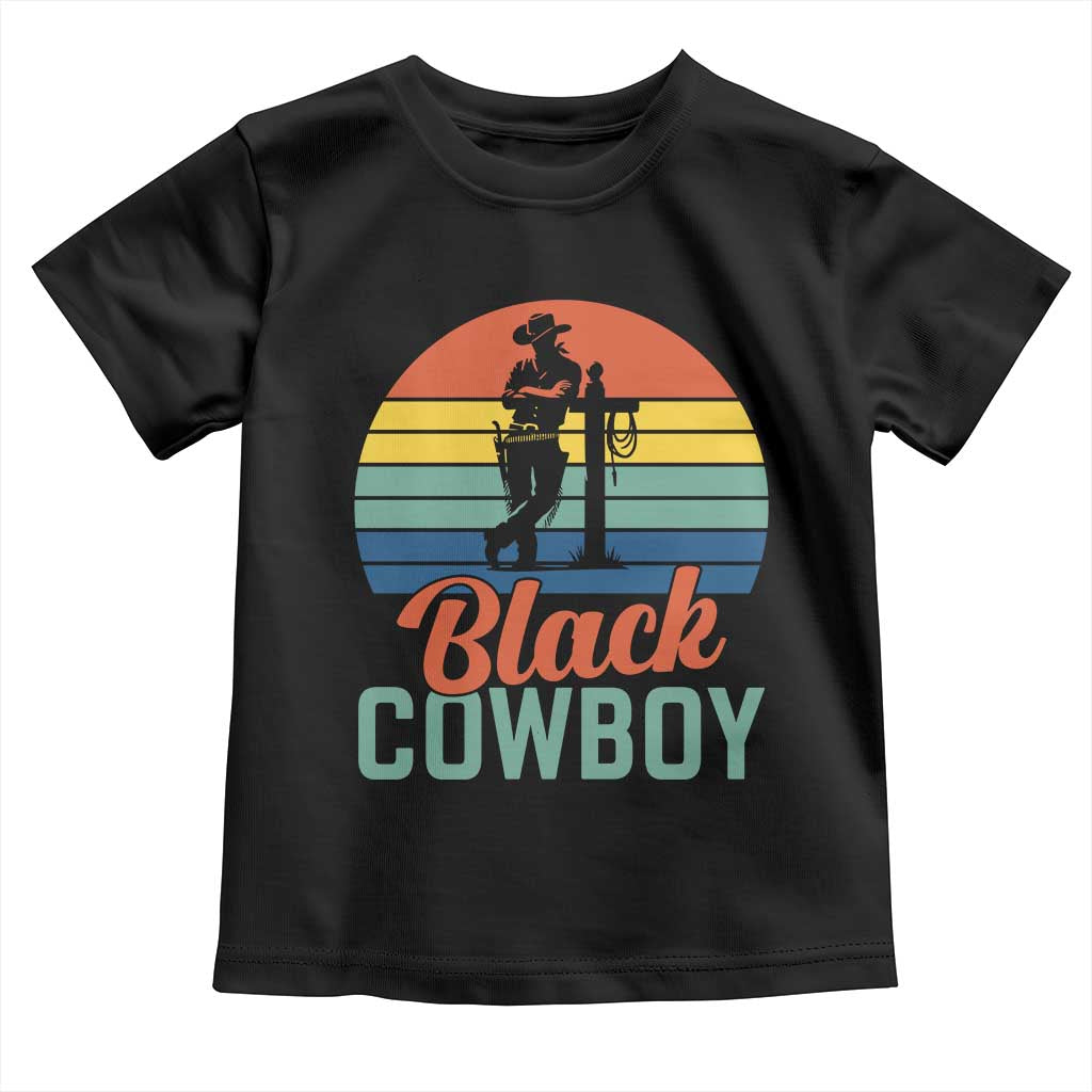 Black Cowboy Sunset Toddler T Shirt Western Rodeo Cross TS14 Black Print Your Wear