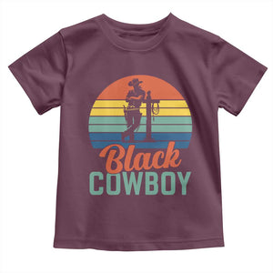 Black Cowboy Sunset Toddler T Shirt Western Rodeo Cross TS14 Maroon Print Your Wear