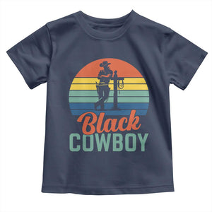 Black Cowboy Sunset Toddler T Shirt Western Rodeo Cross TS14 Navy Print Your Wear