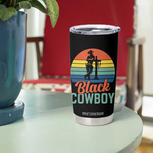 Black Cowboy Sunset Tumbler Cup Western Rodeo Cross TS14 Print Your Wear