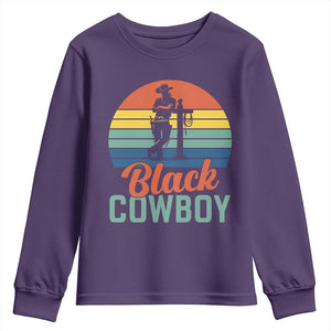 Black Cowboy Sunset Youth Sweatshirt Western Rodeo Cross TS14 Purple Print Your Wear